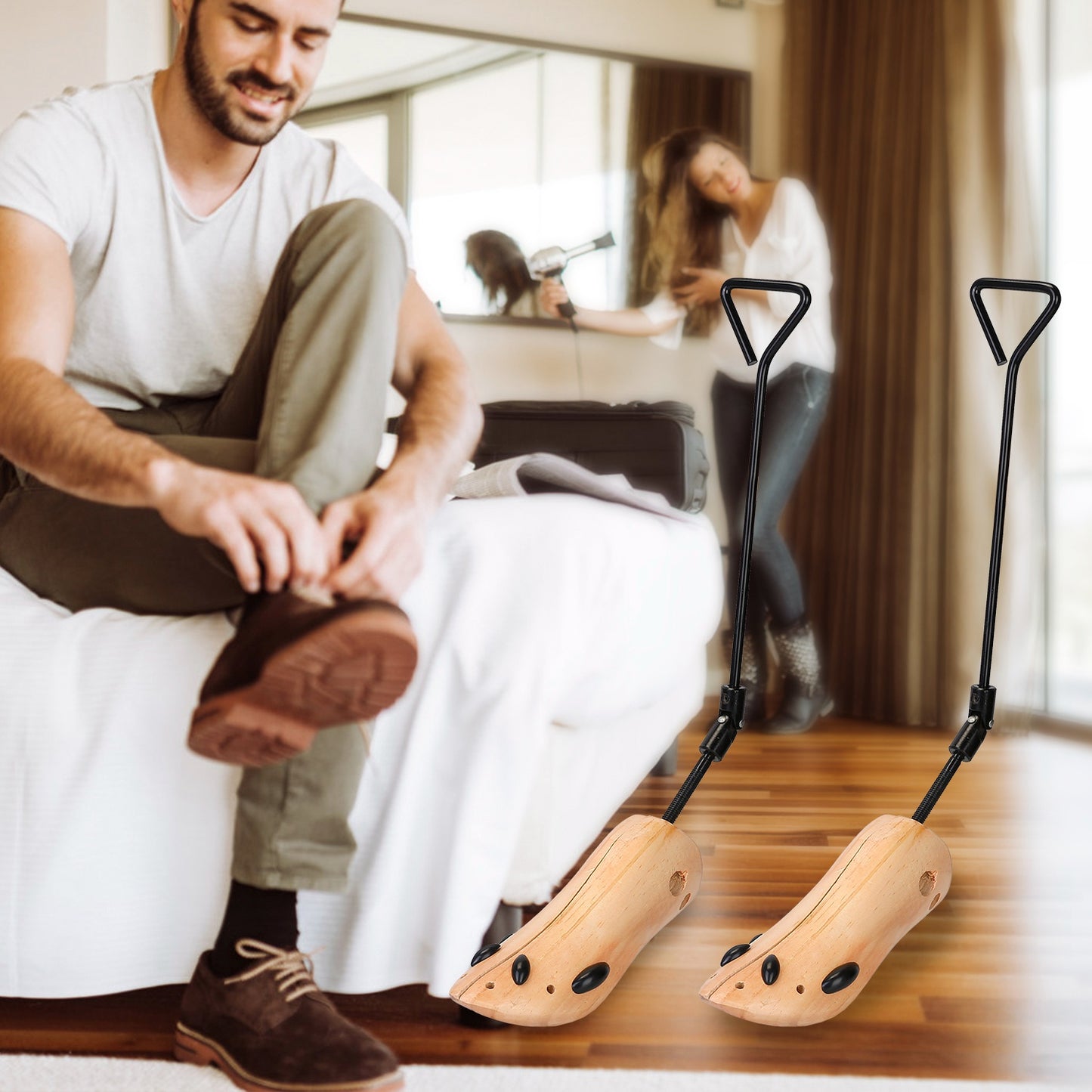 Adjustable Width Shoe Shaper Wooden Boot Widener Expander For Men Women