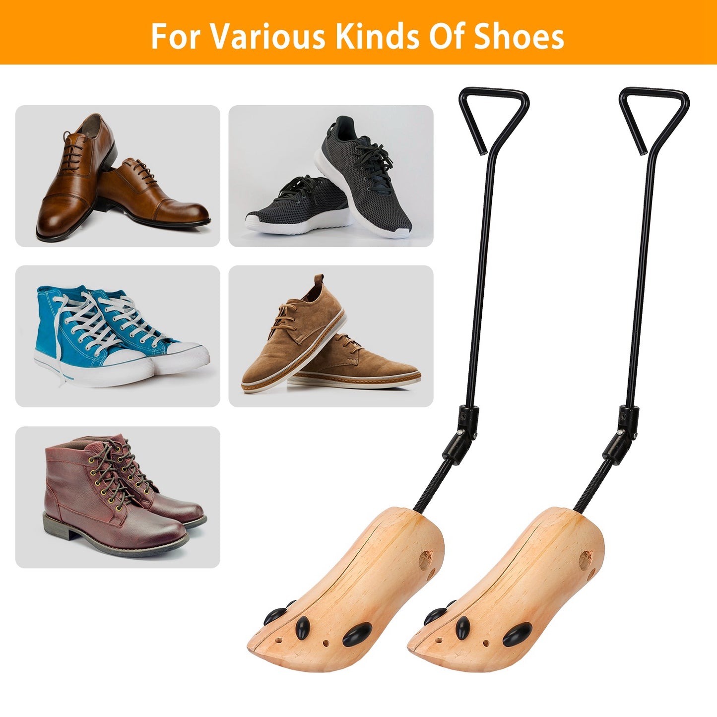 Adjustable Width Shoe Shaper Wooden Boot Widener Expander For Men Women