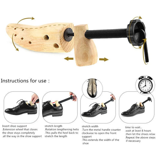 Premium 2-Way Wooden Adjustable Shoe Fitter Expander Men Women Boot Size US 5-13