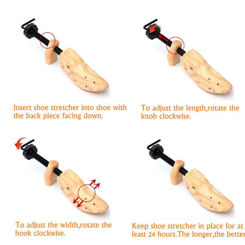 Premium 2-Way Wooden Adjustable Shoe Fitter Expander Men Women Boot Size US 5-13